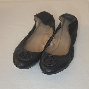 Tory Burch Black Leather Ballet Shoes